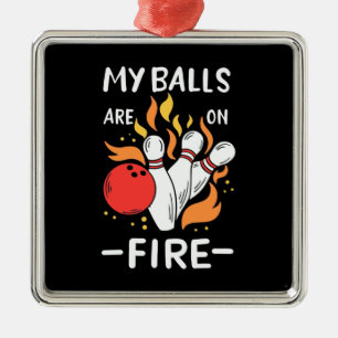 Bowler Balls Are On Fire Metal Tree Decoration