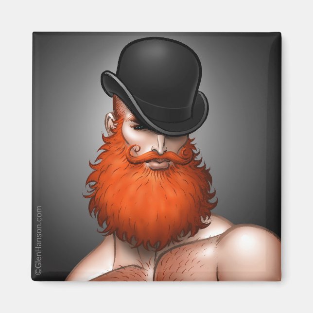 "Bowler Beard" Magnet by Glen Hanson (Front)