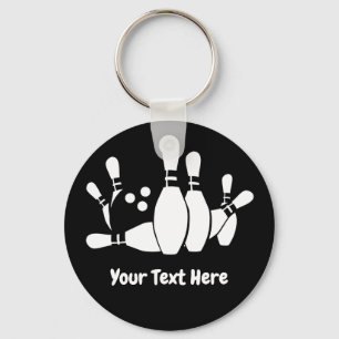 Bowler Bowling Ball Pins Custom Key Ring