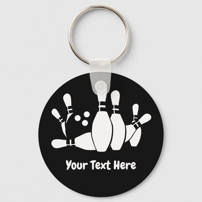 Bowler Bowling Ball Pins Custom Key Ring (Front)