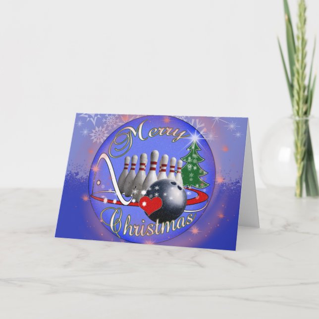 BOWLER / BOWLING MERRY CHRISTMAS HOLIDAY CARD (Front)