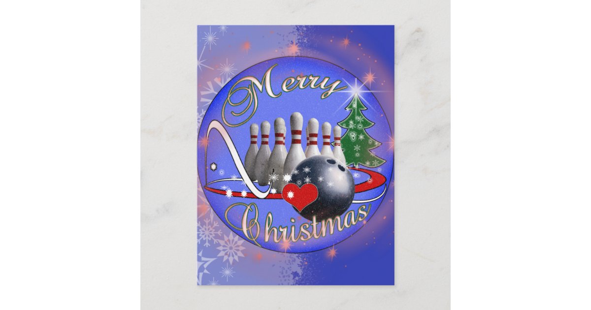 BOWLER / BOWLING MERRY CHRISTMAS HOLIDAY POSTCARD Zazzle.co.uk