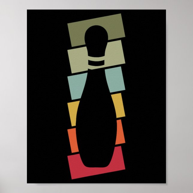 Bowler Bowling Player Vintage Bowling Pin Retro  Poster (Front)