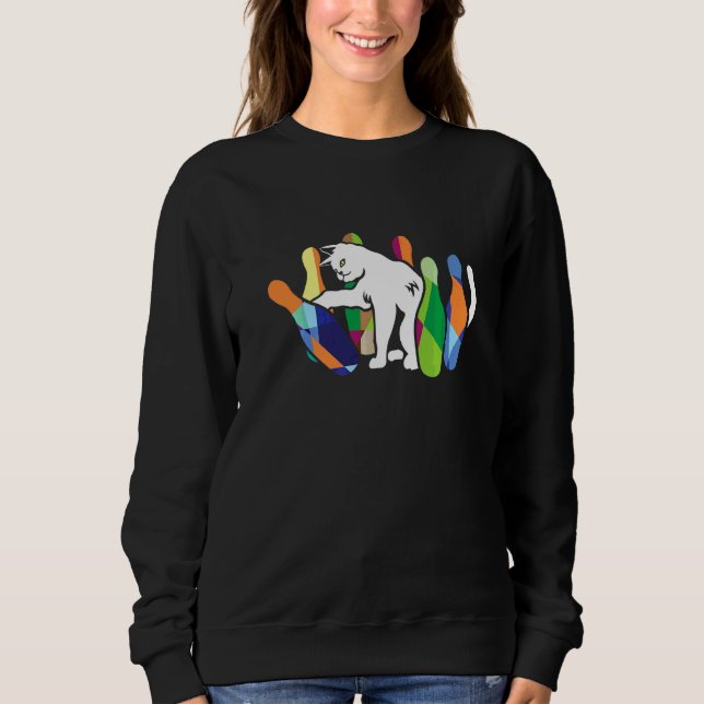 Bowler Cat Kitten Owner Bowling Coach Strike Sweatshirt (Front)