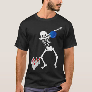Bowler Dabbing Skeleton Bowling Ball Themed Gift T-Shirt