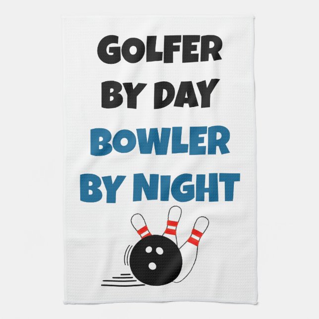 Bowler Golfer Tea Towel (Vertical)
