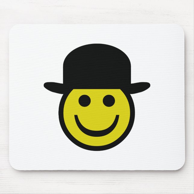 Bowler Hat Smiley Mouse Mat (Front)