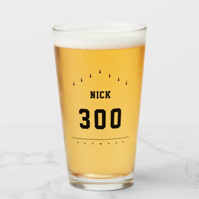 Bowler Name & Bowling Score Personalised Beer Pint Glass (Front Filled)