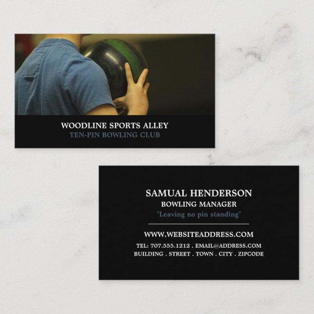 Bowler Portrait, Ten-Pin Bowling Club Business Card (Front/Back)