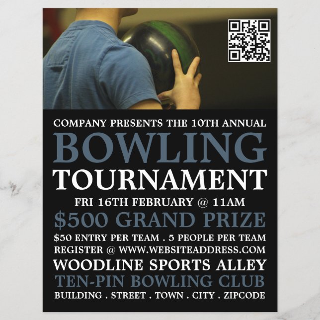 Bowler Portrait, Ten-Pin Bowling Tournament Flyer (Front)