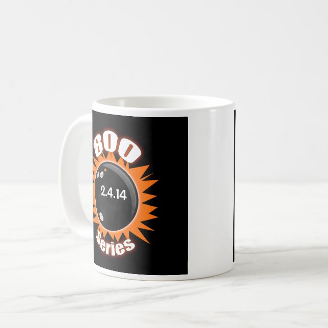Bowler's 800 Series in Black & Orange Ball Graphic Coffee Mug (Front Left)