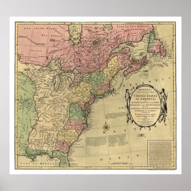 Bowles Map of America 1784 Poster (Front)