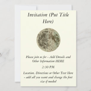 Bowles' Selenography or a Map of the Moon - 1780 Invitation