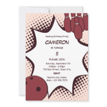 Bowling 11th Birthday Party Invitation