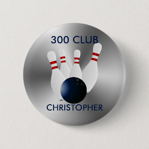 Bowling 300 Club Personalised 6 Cm Round Badge