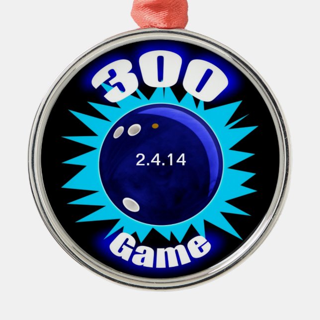 Bowling 300 Game, Blue graphics, Metal Tree Decoration (Front)