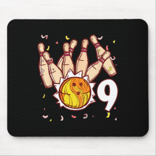 Bowling 9th Birthday Bowling Theme 9 Year Old Funn Mouse Mat