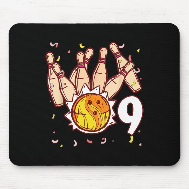 Bowling 9th Birthday Bowling Theme 9 Year Old Funn Mouse Mat (Front)