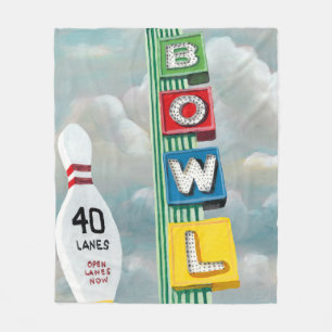 Bowling Alley Artwork Fleece Blanket