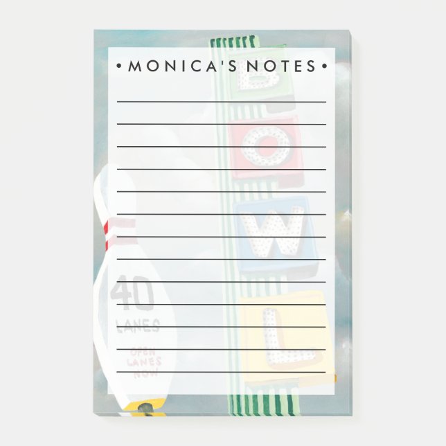 Bowling Alley Artwork Post-it Notes (Front)