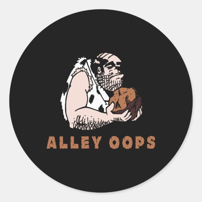 Bowling Alley Oops Caveman T Shirt  Classic Round Sticker (Front)