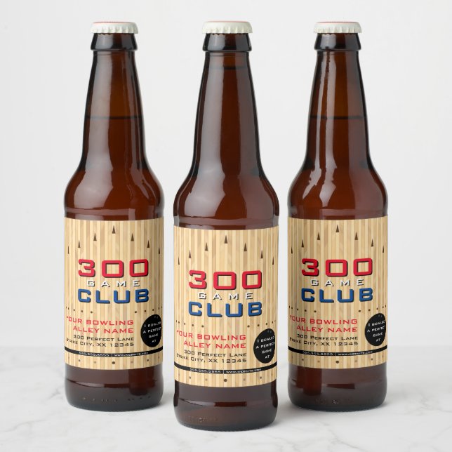 Bowling Alley Promotional 300 Game Milestone Beer  Bottle Label (Bottles)