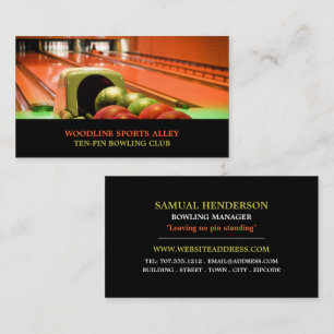 Bowling Alley Scene, Ten-Pin Bowling Club Business Card
