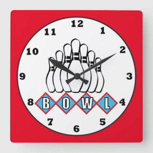 Bowling alley sports pins wall clock