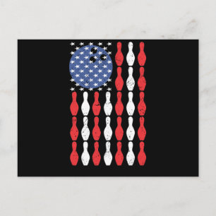 Bowling America USA flag ball bowling bowler Postcard