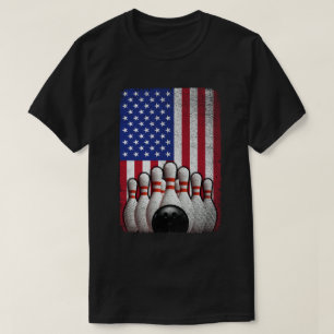 Bowling American Flag 4th of July For Bowler  T-Shirt