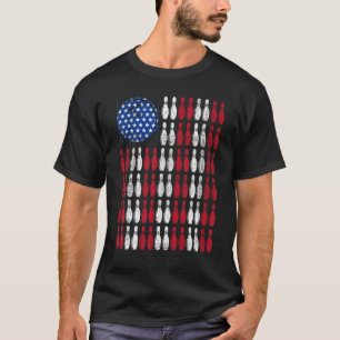 Bowling American Flag 4th of July Men Women Patrio T-Shirt
