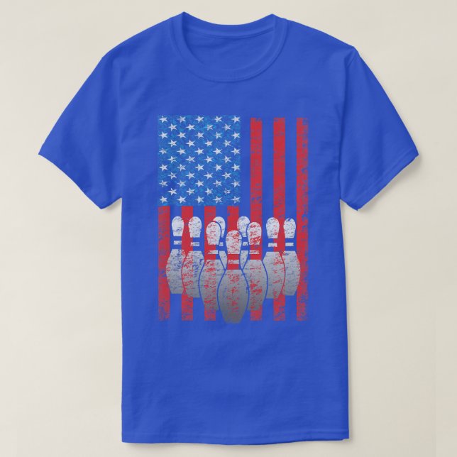 Bowling American Flag Patriotic Bowler 1 T-Shirt (Design Front)