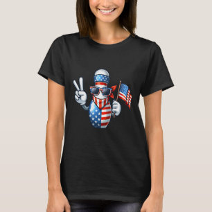 Bowling American Usa Flag Sungles 4th Of July Bowl T-Shirt