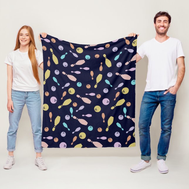 Bowling and Ball Pattern Fleece Blanket (In Situ)