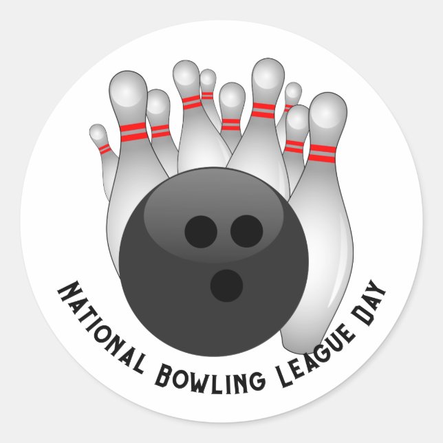 Bowling Ball and Bowling Pins Classic Round Sticker (Front)