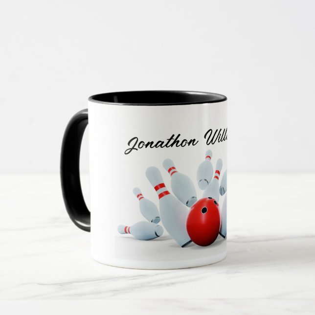 Bowling - Ball and Pins - a strike! Mug (Front Left)
