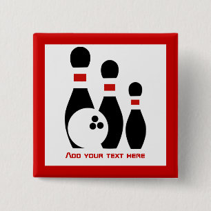 Bowling ball and pins black red