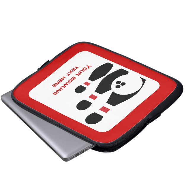 Bowling ball and pins black red custom laptop sleeve (Front Bottom)
