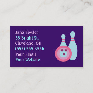 Bowling Ball and Pins Business Cards