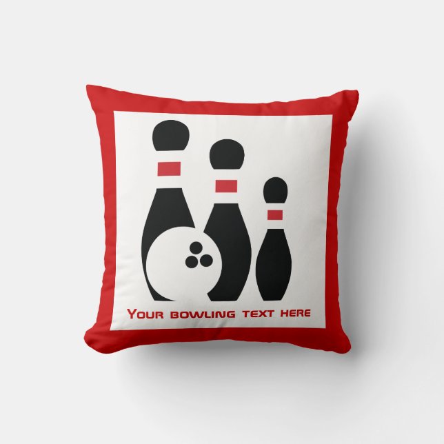 Bowling ball and pins custom cushion (Front)