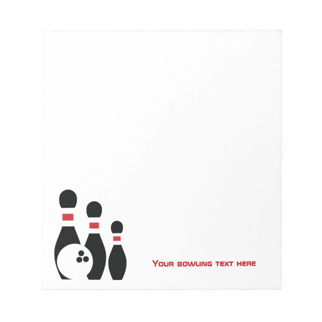 Bowling ball and pins custom notepad (Front)