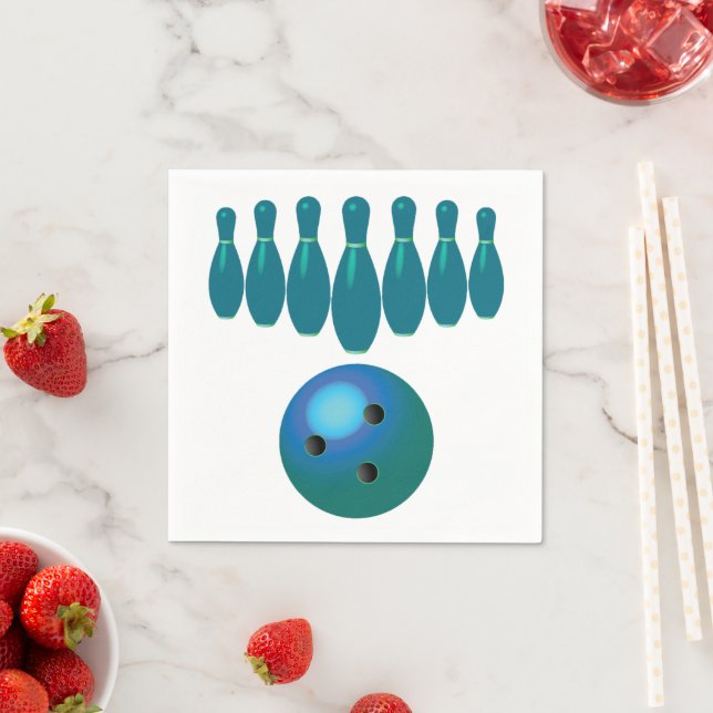 Bowling Ball and Pins Fun Sports Napkin (Insitu)