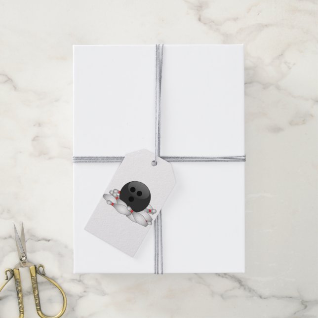 Bowling Ball And Pins Gift Tags (With Twine)
