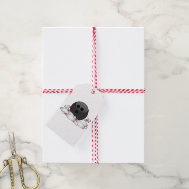 Bowling Ball And Pins Gift Tags (With Twine)