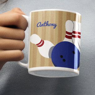 Bowling Ball and Pins Personalised Coffee Mug