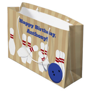 Bowling Ball and Pins Personalised Large Gift Bag