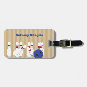 Bowling Ball and Pins Personalised Luggage Tag