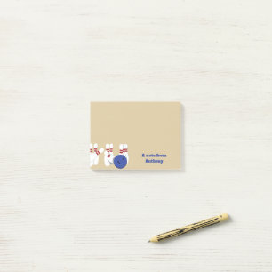 Bowling Ball and Pins Personalised Post-it Notes