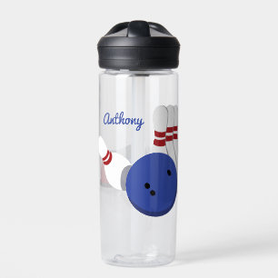 Bowling Ball and Pins Personalised Water Bottle