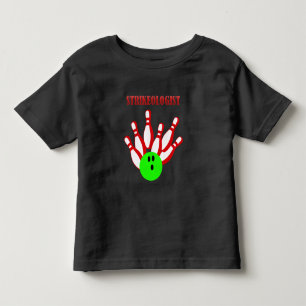 Bowling ball and pins with the word STRIKEOLOGIST Toddler T-Shirt